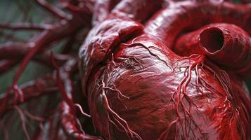 ai genererad hjärta mänsklig verklig vener anatomi för bakgrund foto