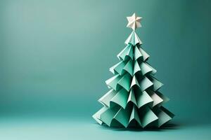 ai genererad jul träd tillverkad med kort papper foto