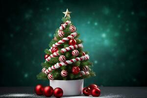 ai genererad dekorerad jul träd med copy foto