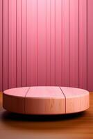 ai genererad rosa pastell podium för produkt fotografi foto