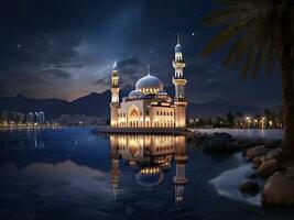 ai genererad ramadan Foto med en skön moské