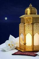 ai genererad eid mubarak och eid al Adha arabicum islamic bakgrund och baner design. proffs Foto