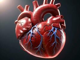 ai genererad romantisk hjärta makro 3d återges mänsklig hjärta, hjärtans dag kärlek foto