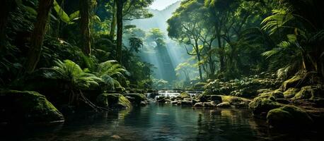 ai genererad asiatisk tropisk regnskogar foto