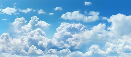 ai genererad blå himmel med vit moln bakgrund foto