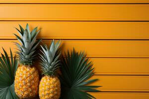 ai genererad stock Foto av ananas frukt i de kök tabell professionell reklam mat fotografi