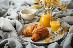 ai genererad frukost på de säng tabell professionell reklam mat fotografi foto