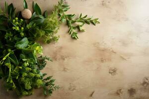 ai genererad Foto av mat Ingredienser med en kök tabell bakgrund professionell reklam mat fotografi