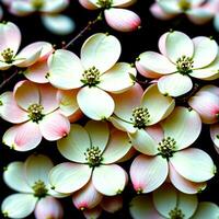 ai genererad dogwood blomma isolerat på svart bakgrund. ai generativ foto