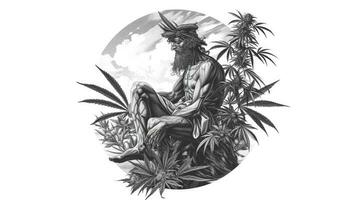 ai genererad de Gud av cannabis i stil av albrecht drer och francisco foto