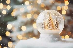 ai genererad jul träd på glas klot prydnad foto