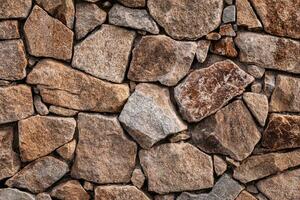 sten vägg. utomhus- bakgrund naturlig sten. foto