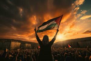ai genererad fri palestina protest foto
