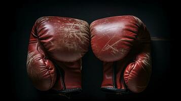 ai genererad fotografera en närbild av en par av boxning handskar. generativ ai foto