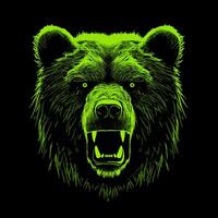 ai genererad en maskot logotyp terar en Björn huvud i grön neon. generativ ai foto