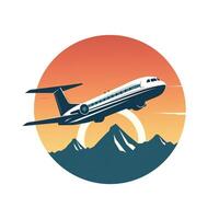 ai genererad en retro logotyp av flygplan. generativ ai foto