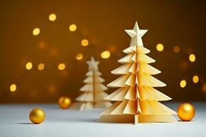 ai genererad jul träd tillverkad med kort papper foto