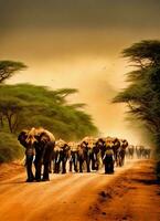 ai genererad världens djurlivsdag Foto djur- natur FÖRVILDAD i gräs- savann på solnedgång generativ ai