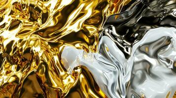 ai genererad abstrakt krom bakgrund med gyllene textur foto