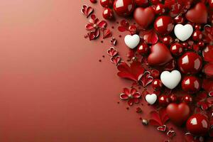 ai genererad romantisk choklad hjärtans dag baner, Plats för text - elegant kärlek bakgrund för hälsningar och annonser foto
