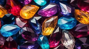 ai genererad skinande kristall på abstrakt bakgrund, lyx Smycken sten på lyx bakgrund, lyx diamant, lysande diamant foto