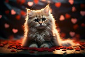 ai genererad pawsitivt förtjusande en ljuv kattunge inbäddat med en hjärta strålande kärlek ai genererad foto