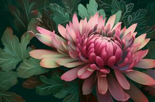 ai genererad rosa blomma digital konst. generera ai foto