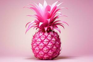 ai genererad rosa ananas på en rosa bakgrund foto