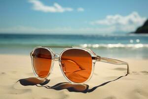 ai genererad Sol kysste stil solglasögon upphöja de strandnära mode påstående foto