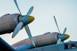 propeller motor av ett gammal årgång flygplan foto