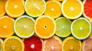 ai genererad citrus- bakgrund, klickade frukt bakgrund, citrus- tapet, Häftigt citrus- bakgrund foto