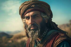 ai genererad gammal persisk nomad krigare med huvudbonader. generera ai foto