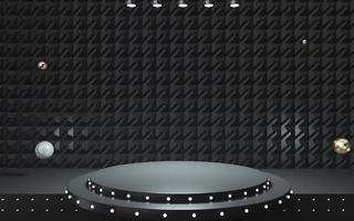 3D -rendering av lyxigt svart podium för produktvisning foto