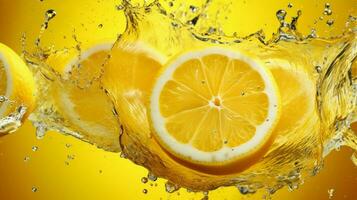 ai genererad citron- gul Färg stänk bakgrund foto