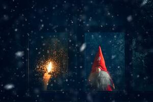jul, vinter- sammansättning. jul gnome och ljus foto
