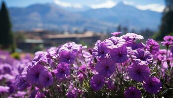 ai genererad friskhet av natur skönhet i en vibrerande lila blomma blomma genererad förbi ai foto