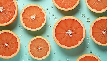 ai genererad friskhet av citrus- frukt i en färgrik mönster genererad förbi ai foto