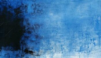 ai genererad blå abstrakt bakgrund med rostig metall och färgade vägg genererad förbi ai foto