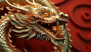 ai genererad drake illustration symboliserar gammal kinesisk kultur och mytologi genererad förbi ai foto