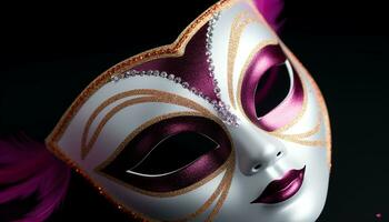 ai genererad mystisk mask döljer elegans på traditionell karneval fest genererad förbi ai foto