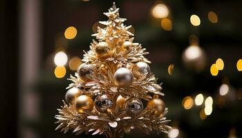 ai genererad lysande jul träd prydnad tänds de festlig natt genererad förbi ai foto