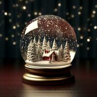 ai genererad snö täckt vinter- träd, lysande med jul dekorationer genererad förbi ai foto