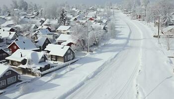 ai genererad snö täckt landskap, vinter- skönhet i natur arkitektur genererad förbi ai foto