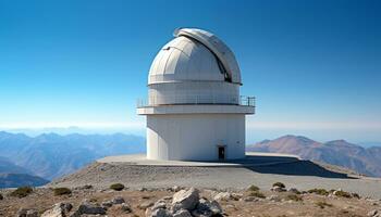 ai genererad astronomi teleskop fångar mjölkig sätt i klar himmel genererad förbi ai foto