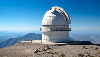 ai genererad berg topp, klar himmel, teleskop, astronomi, landskap, utforskning, äventyr genererad förbi ai foto