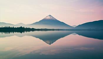 ai genererad majestätisk berg topp speglar lugn skönhet i natur genererad förbi ai foto