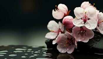 ai genererad friskhet och skönhet i natur, en rosa blomma genererad förbi ai foto