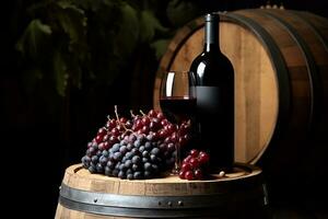 ai genererad vin tunna, druva, trä, vintillverkare, dryck, frukt, genererad förbi ai foto