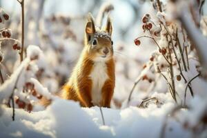 ai genererad vilda djur och växter i vinter- - generativ ai foto