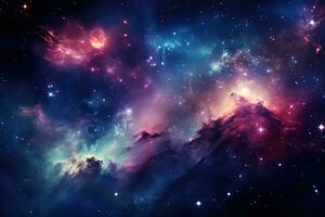ai genererad abstrakt Plats bakgrund nebulosa galax mjölkig sätt, ljus universum starry himmel foto
